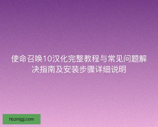 使命召唤10汉化完整教程与常见问题解决指南及安装步骤详细说明